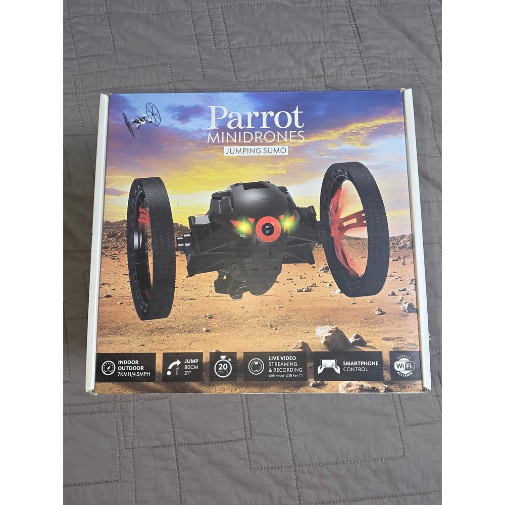 Parrot Minidrones Jumping Sumo Black Wi-Fi RC Terrestrial Drone with Live Video